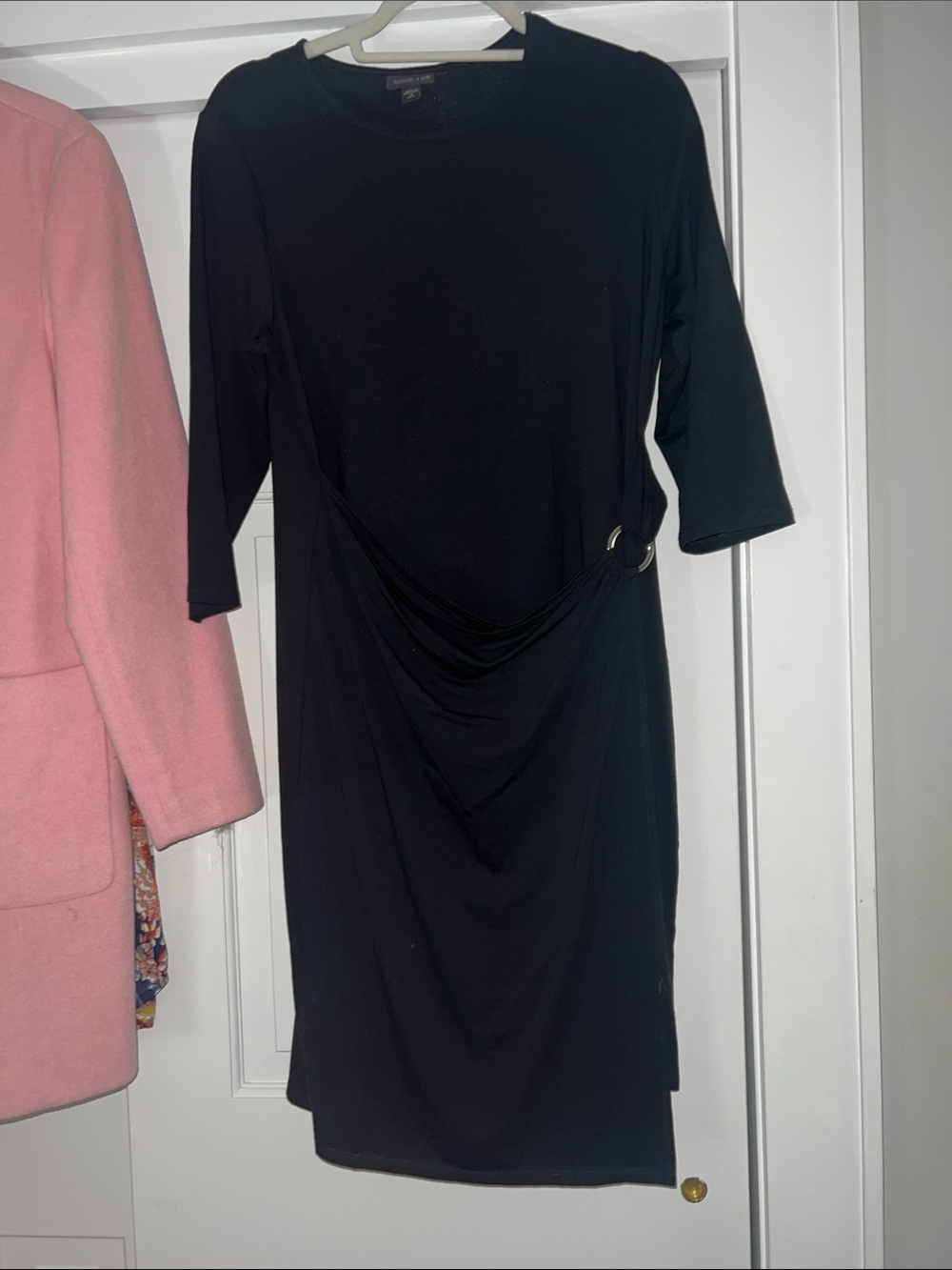 Jjill Black Ruched Ring Detail Midi Dress Size Medium petite